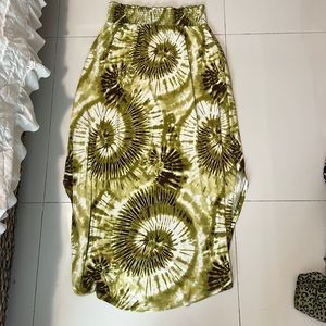 Green silk swirly skirt